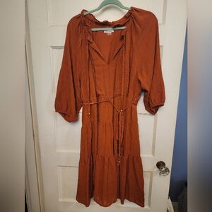 Calvin Klein Rust Orange Tiered Maxi Dress